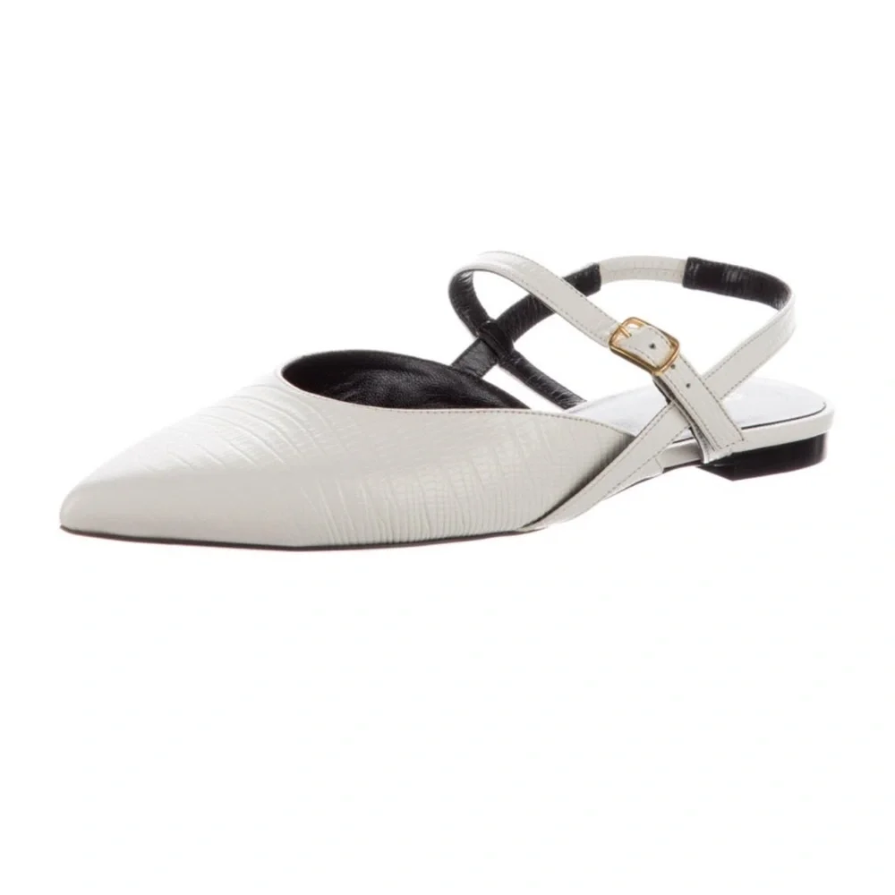 Celine | White Leather Slingbacks - Picture 4 of 5